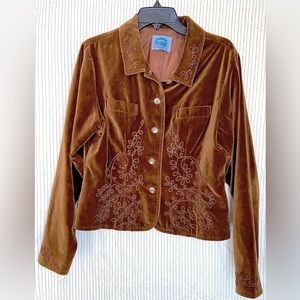 Embroidered brown suede jacket. Size S